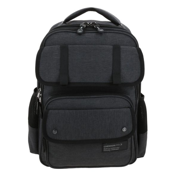 01 Mochila ejecutiva Chenson Pro negra con múltiples compartimentos