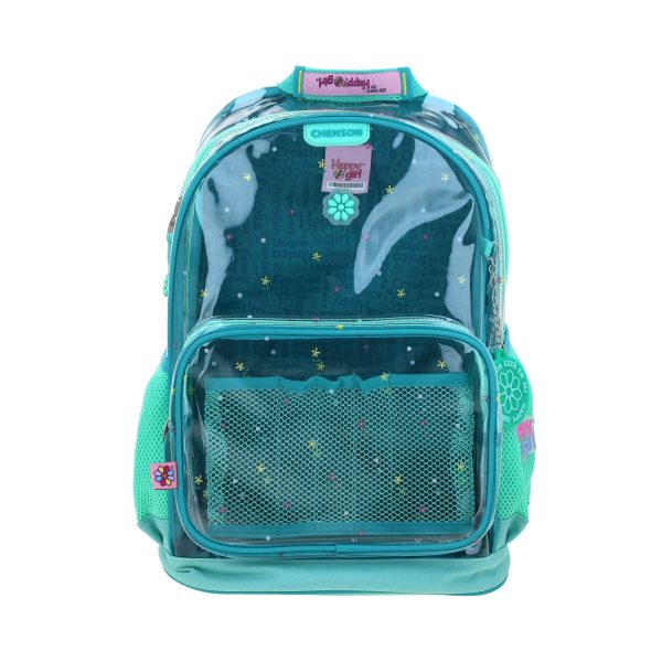 Mochila Escolar Happy Girl Turquesa Niña - Resistente PVC