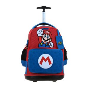 01 Mochila con Ruedas Mario Bros Azul Chenson Escolar