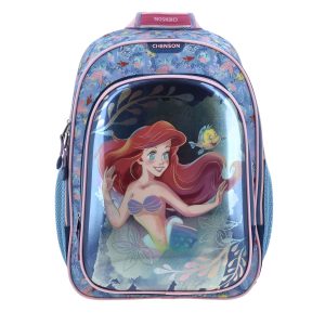 Mochila escolar para niña Princesas by Chenson azul con amplio compartimento
