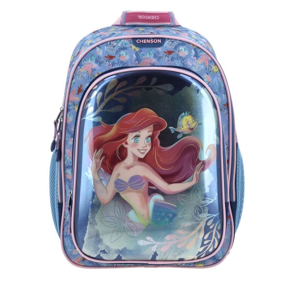 Mochila escolar para niña Princesas by Chenson azul con amplio compartimento