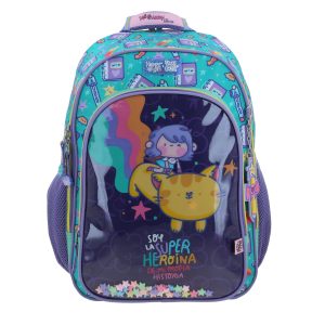 01 Mochila escolar para niña Vania Bachur Turquesa - Divertida y segura