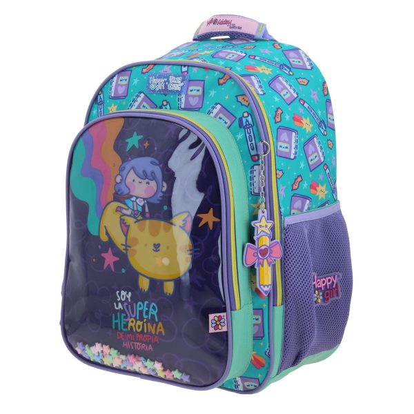 Mochila escolar para niña Vania Bachur Turquesa - Divertida y segura