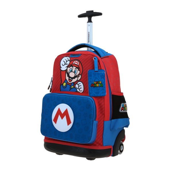 Mochila con Ruedas Mario Bros Azul Chenson Escolar