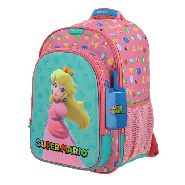 Mochila escolar para niña Mario Bros by Chenson color rosa divertida y duradera