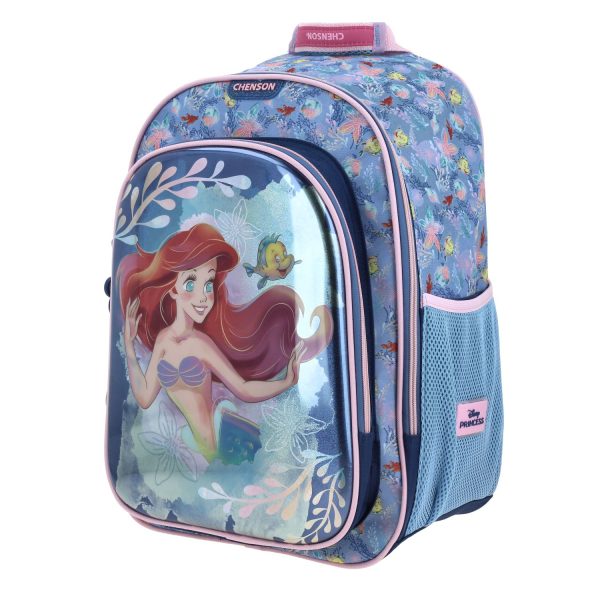 Mochila escolar para niña Princesas by Chenson azul con amplio compartimento