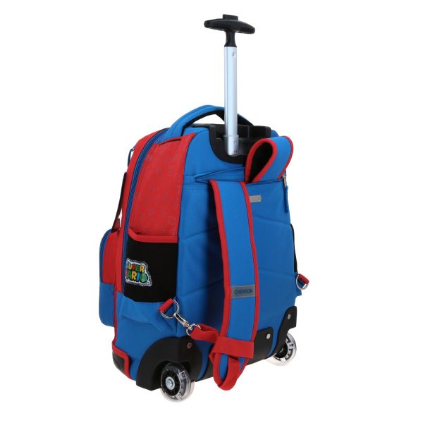 Mochila con Ruedas Mario Bros Azul Chenson Escolar