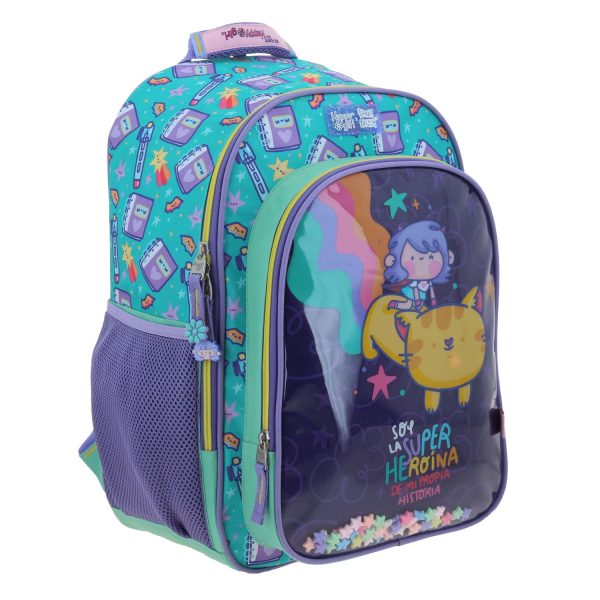 Mochila escolar para niña Vania Bachur Turquesa - Divertida y segura