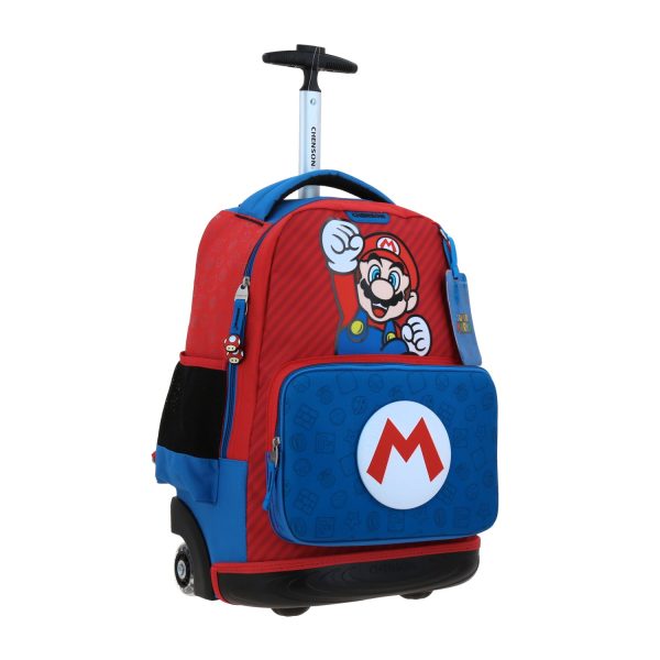 Mochila con Ruedas Mario Bros Azul Chenson Escolar