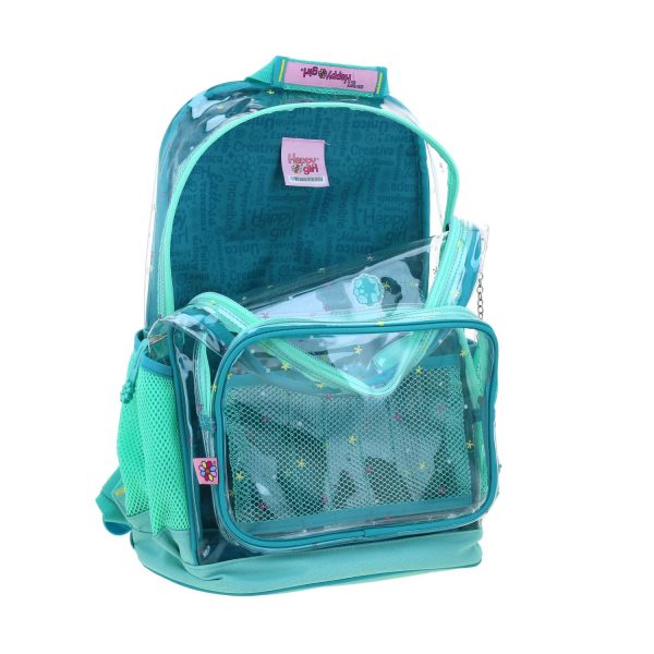 Mochila Escolar Happy Girl Turquesa Niña - Resistente PVC