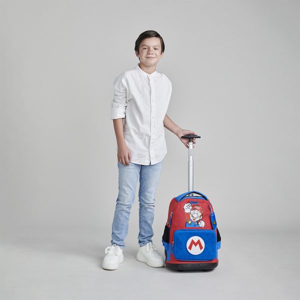 Mochila con Ruedas Mario Bros Azul Chenson Escolar