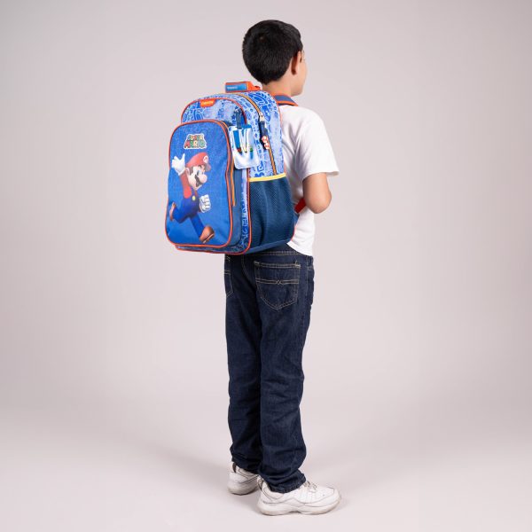 Mochila escolar para niño Mario Bros by Chenson color azul divertida y segura